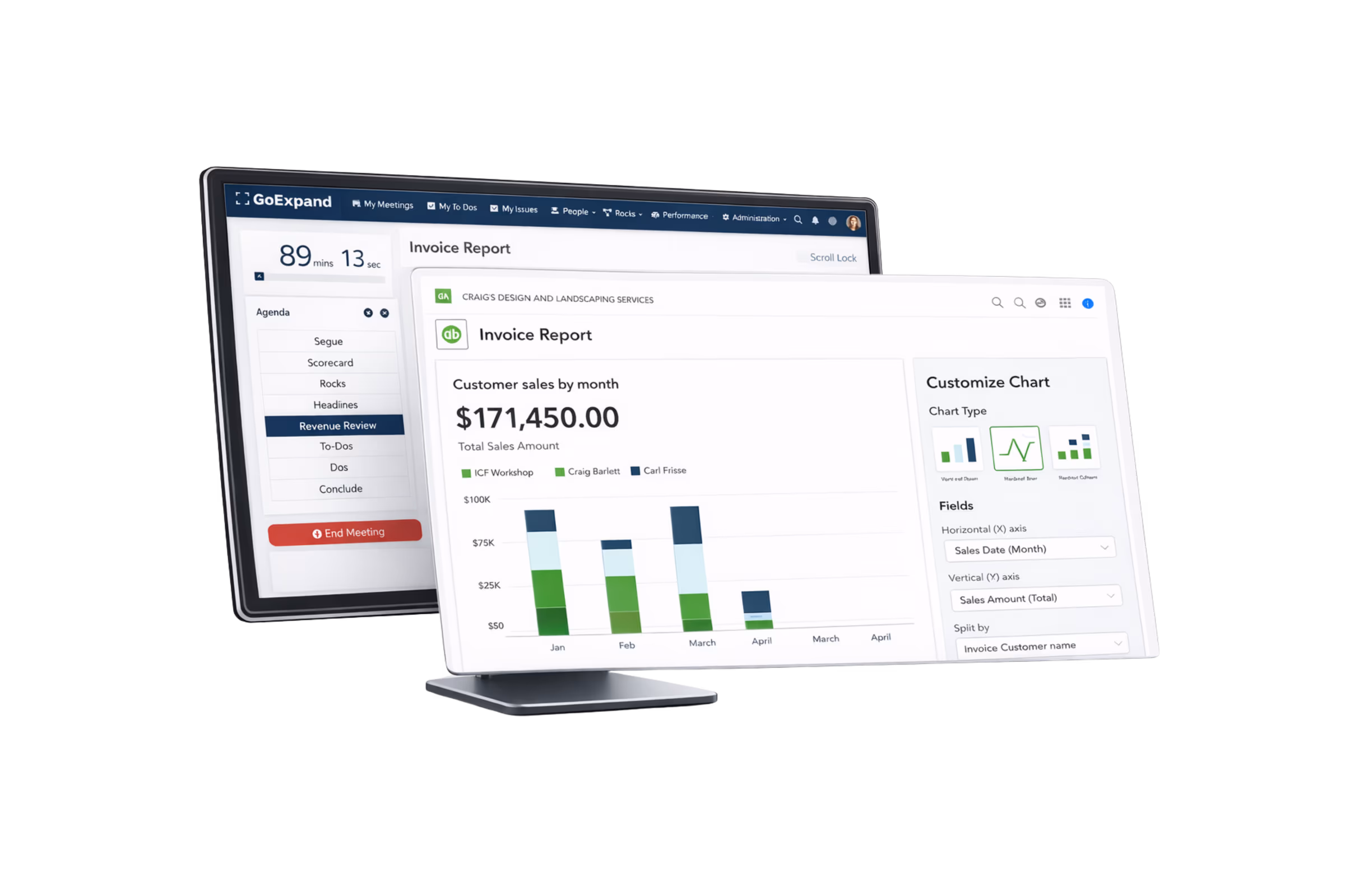 GoExpand meeting workspace with QuickBooks integration